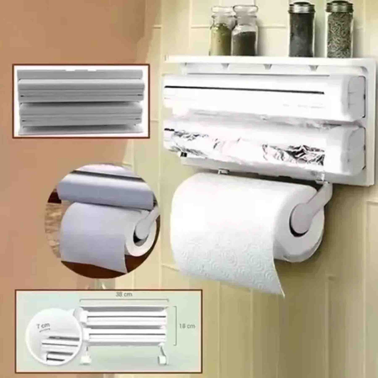 Dispensador de Papel de Cocina 3 en 1 – Todo en su Lugar, Sin Pensar